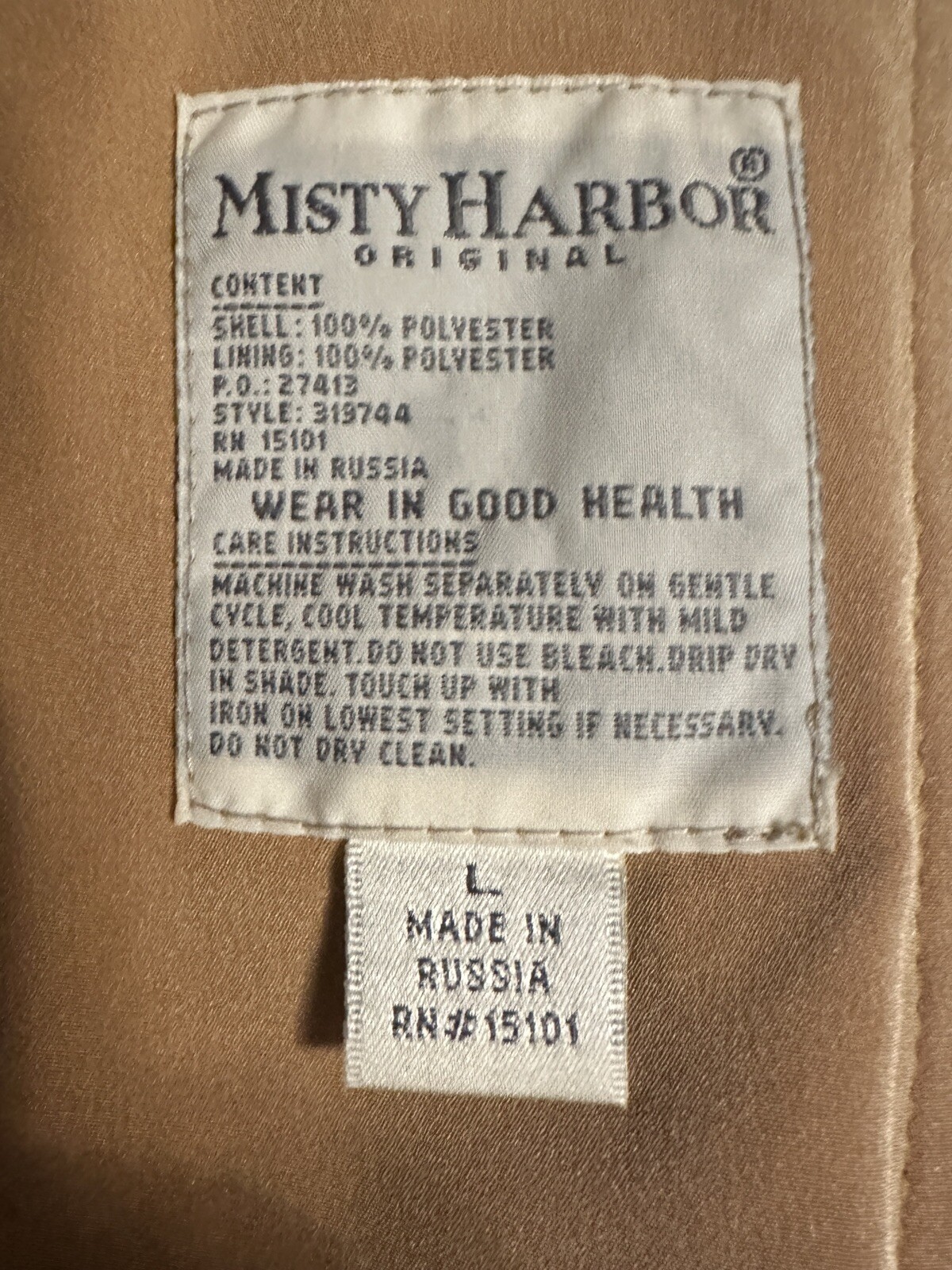 Vtg Misty Harbor Trench Rain Coat Jacket Womens Large Tan Lined classic Spy