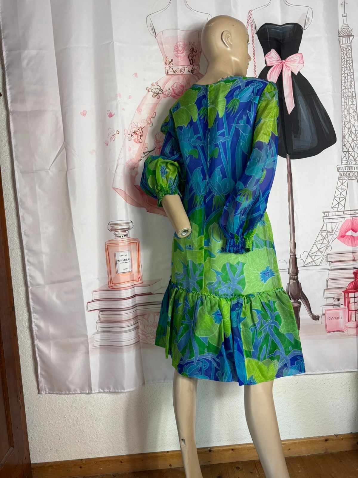 Vintage dress flower power Brigitte Kleindienst Wiesbaden viscose 36 38
