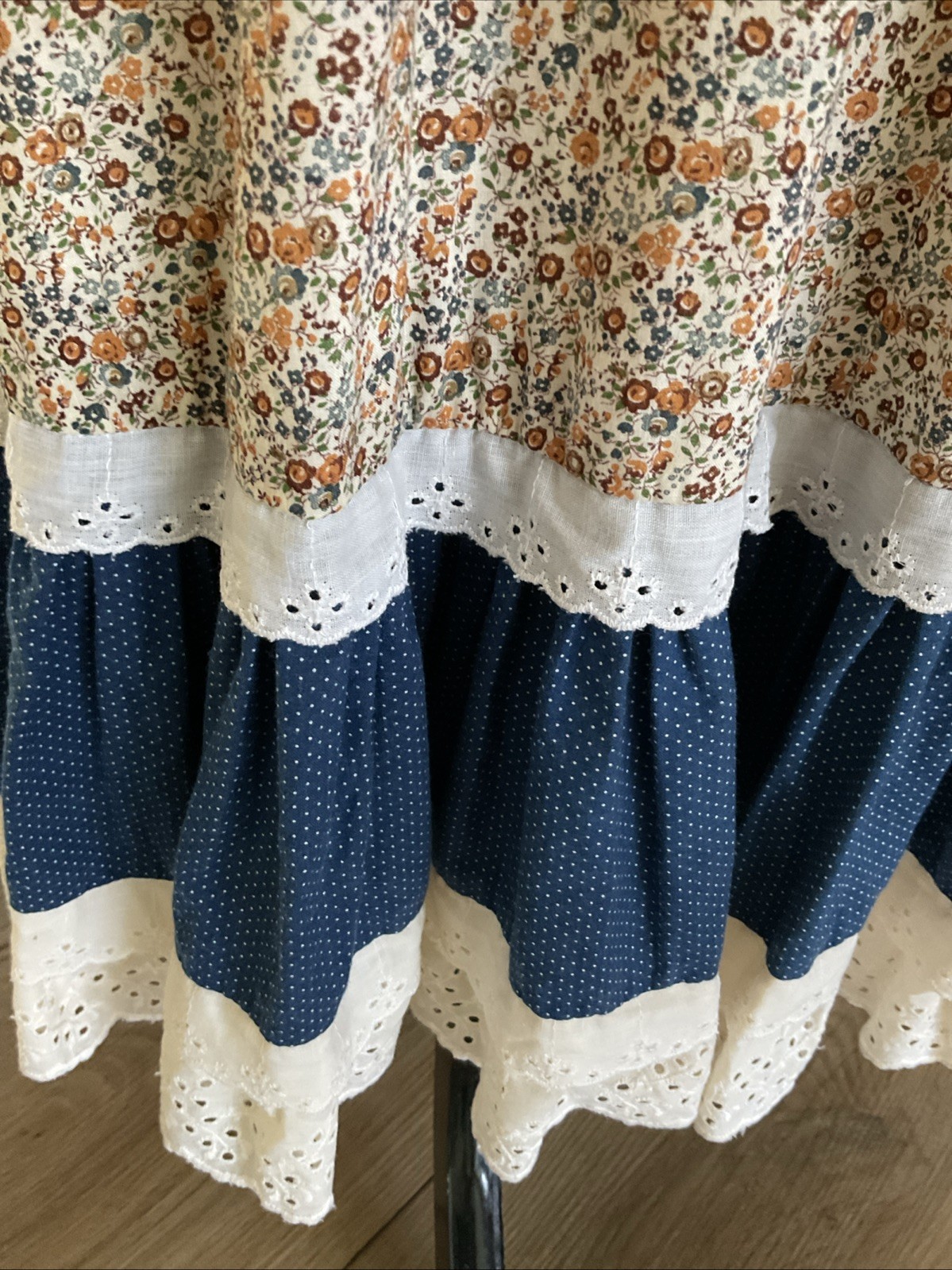 GUNNE SAX PATTERN HANDMADE VINTAGE SKIRT AND QUILTED VEST WITH BLOUSE XS
