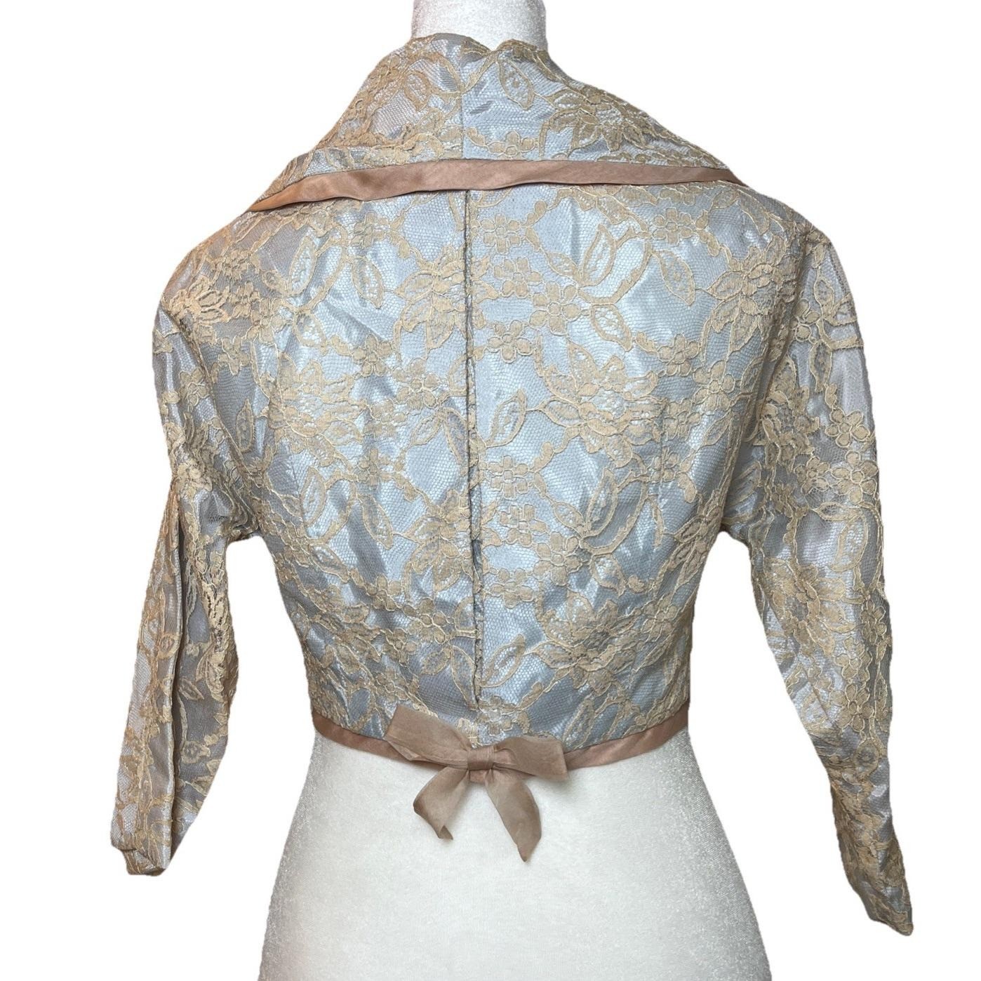 Vintage 50’s Claudia Young 2 Pc Pink Lace & Satin Bridal Fit & Flared Dress XS