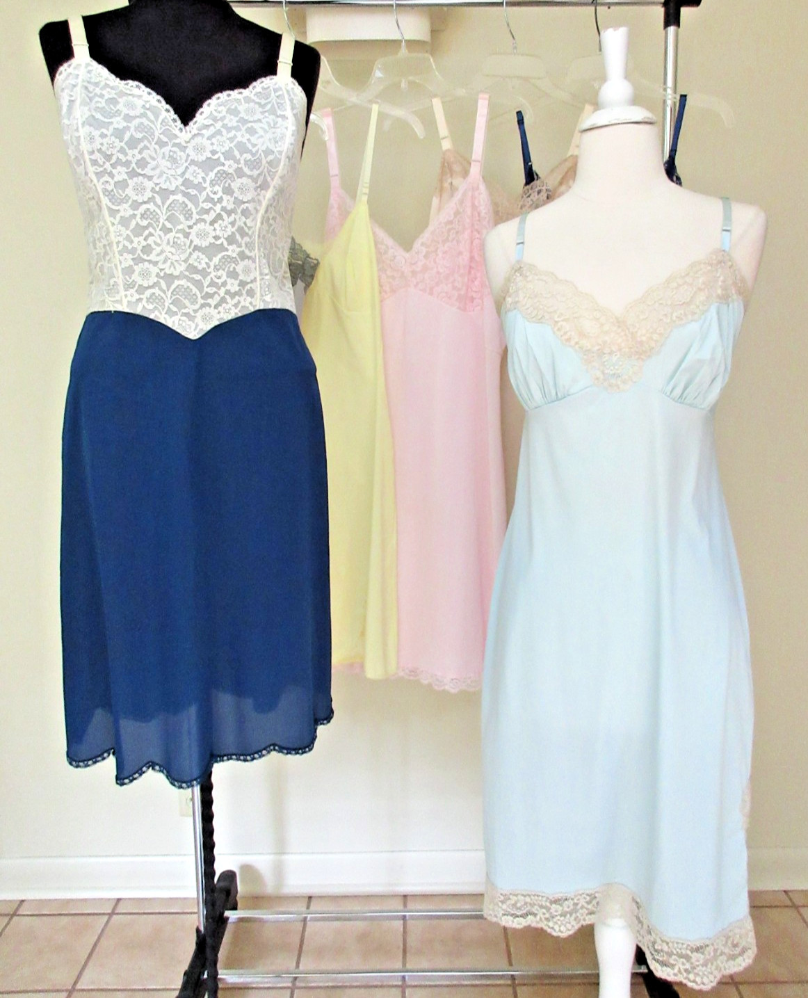 7pc Lingerie Fancy Lacy Glamour Full Dress Slips Lot Vtg – Modern