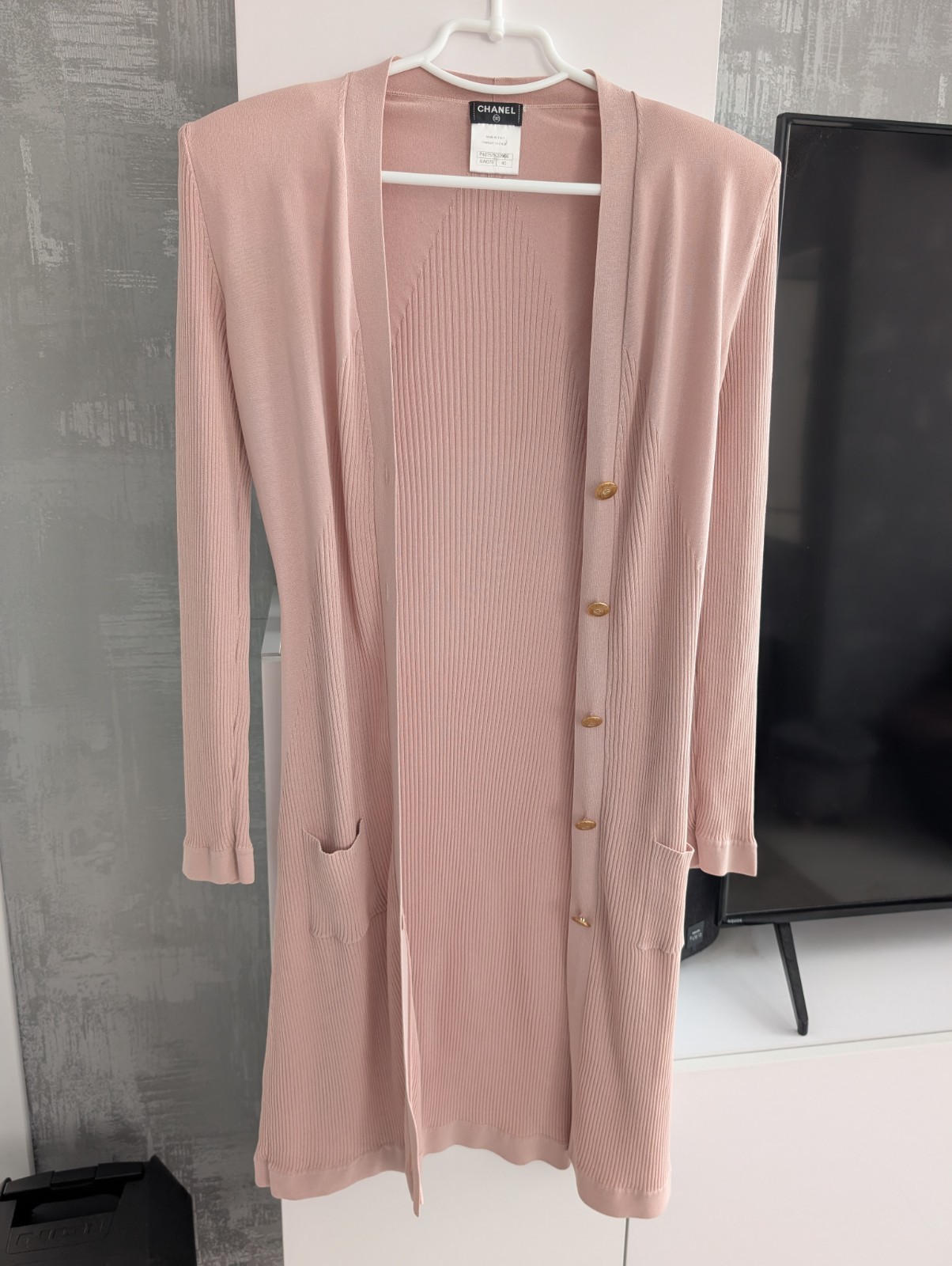 Chanel CC Button Cotton Silk Knit Long Sleeves Cardigan Sweater Jacket Jumper 40