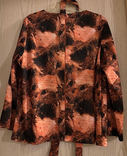 Vintage Handmade Blouse & Skirt Polyester Brown Rust and Black Colors