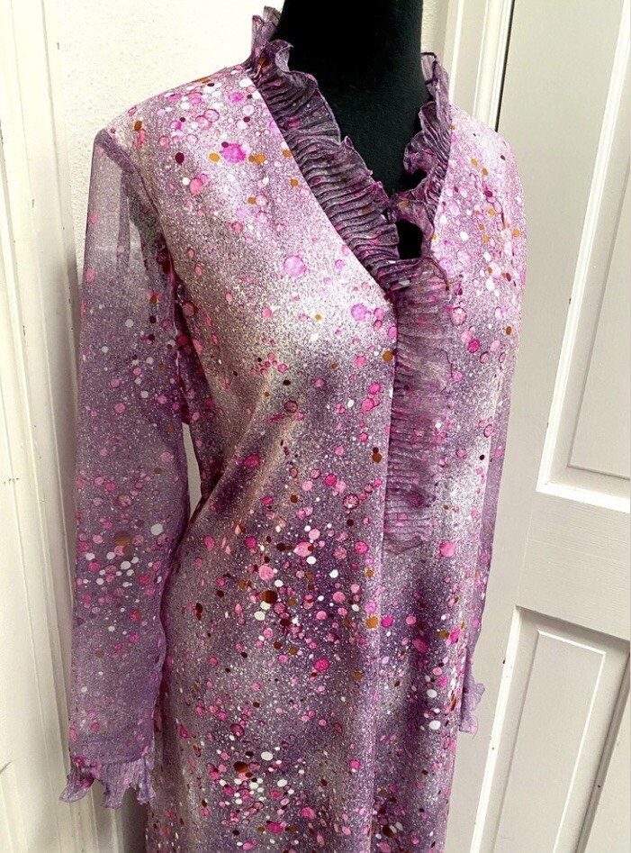 Beautiful Vintage 1970’s Umbo By Parues Feinstein Lavender Dress