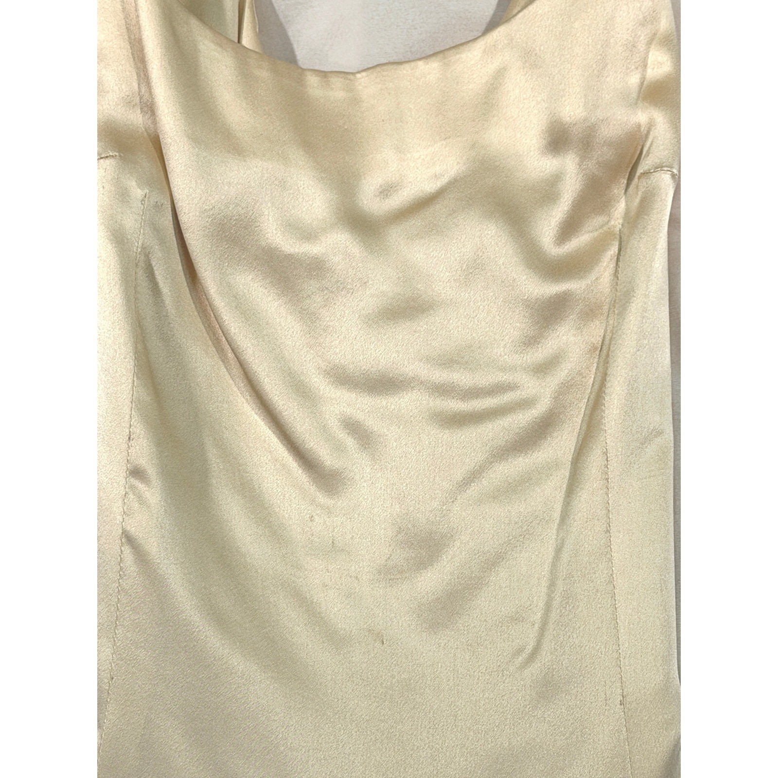 Handmade Vintage Palm Beach Gold Silk Beaded Dress 14 M / L Long Sleeve