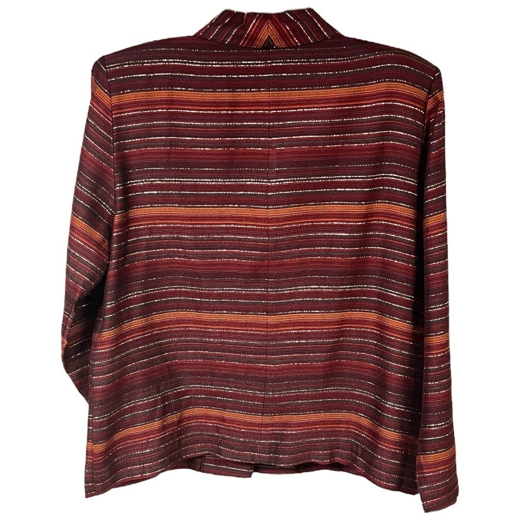 VTG Kensington Square Blazer Burgundy Multicolor Striped Single Breasted Retro S