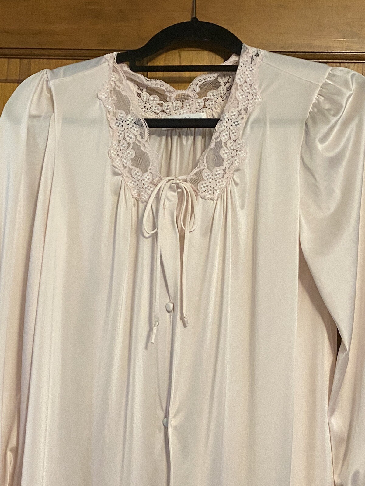 Vintage Miss Elaine Nightgown Robe Small/Medium Long Sleeve Button Dusty Rose