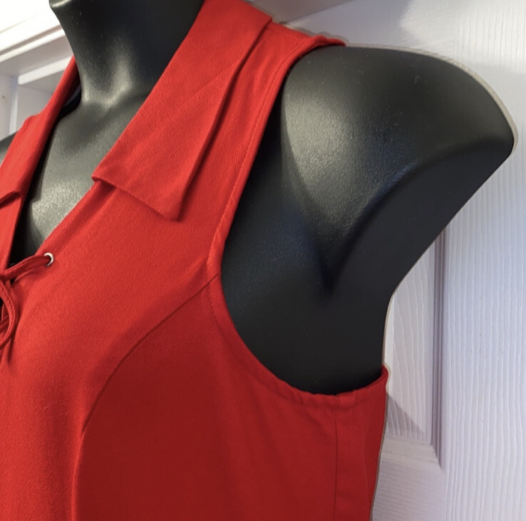 Vintage! Boulevard DE Paris Red Collared Halter Dress Size 14