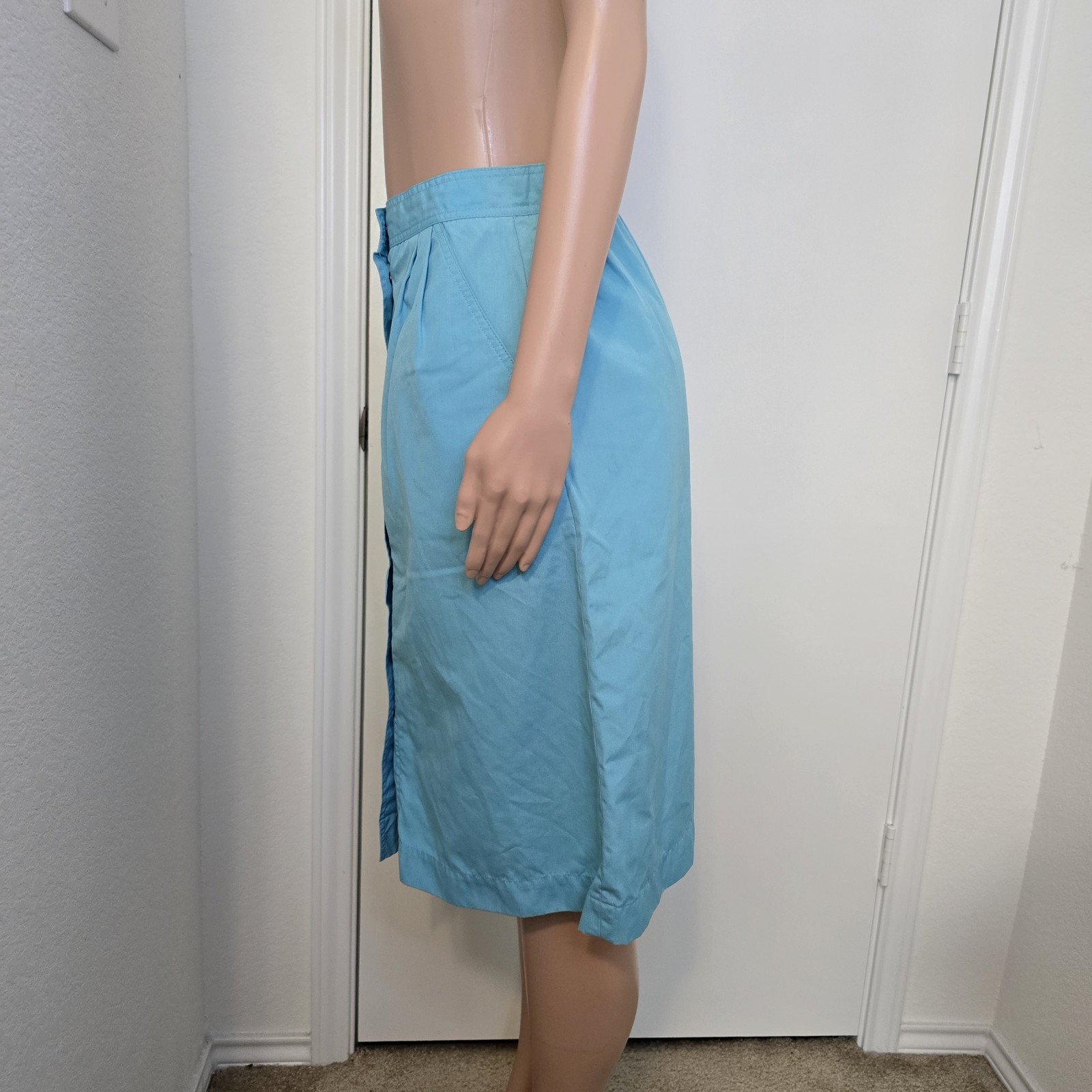 VTG Hunter’s Glen Pastel Blue Button Front A-line Skirt Sz 9/10 Retro Preppy Y2K