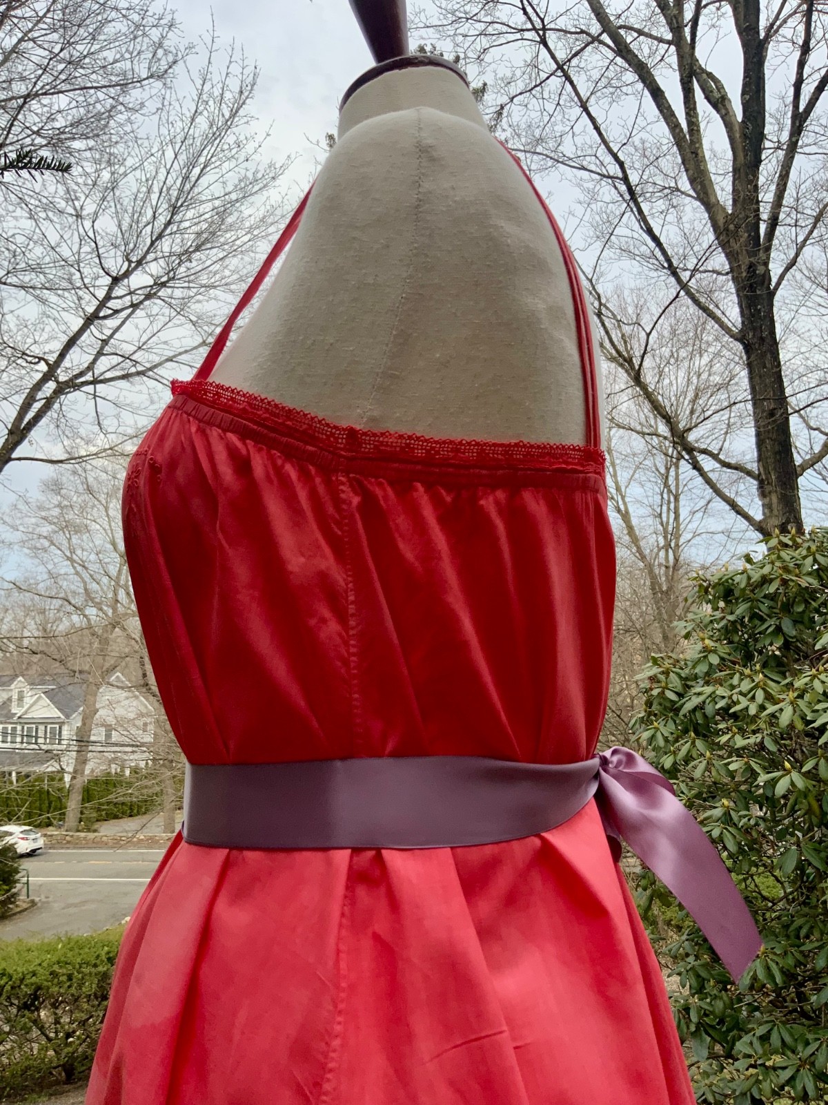 Edwardian Hand-Dyed Cotton Slip Dress | Restored Antique Lingerie with Appliqué