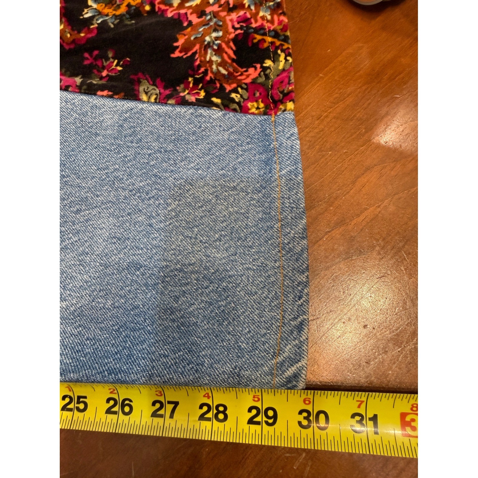 Vintage Levis Orange Tab Custom Velvet Flare Jeans Upcycled Floral Paisley 32/31