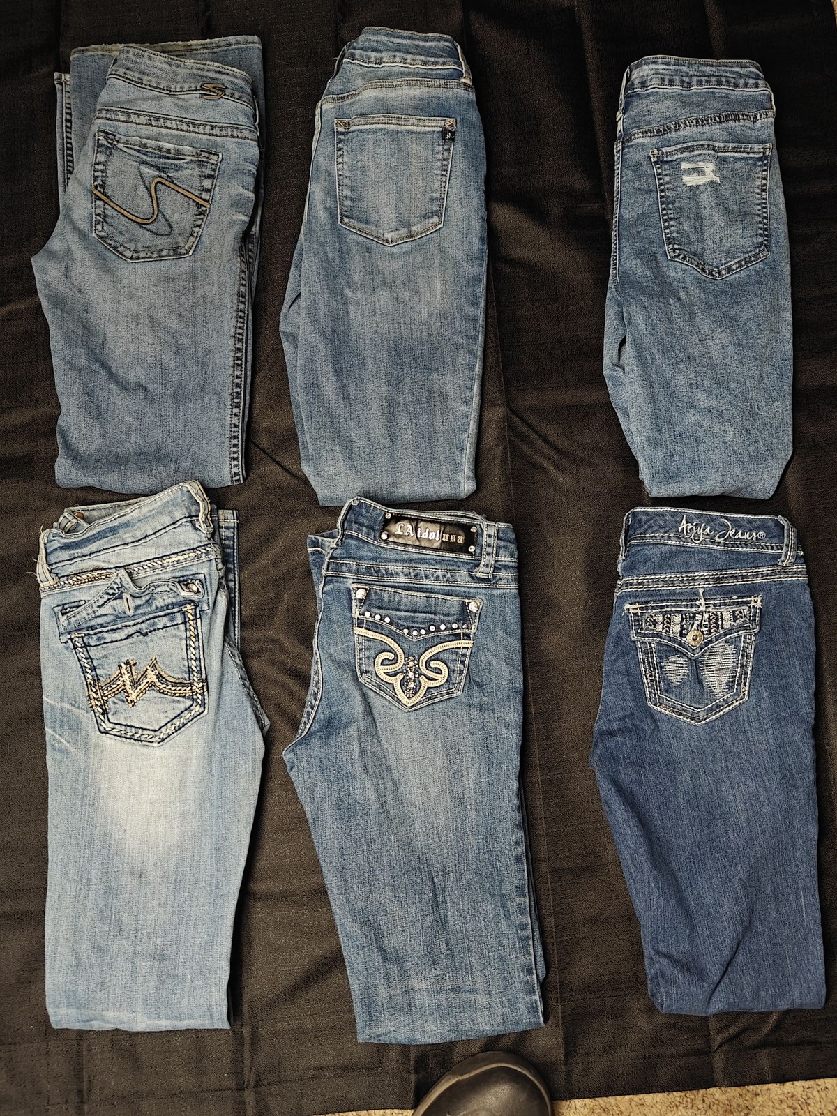 Lot of 6 Womens Jeans Miss Me LA Idalusa Ariya Embellished Bling Blue