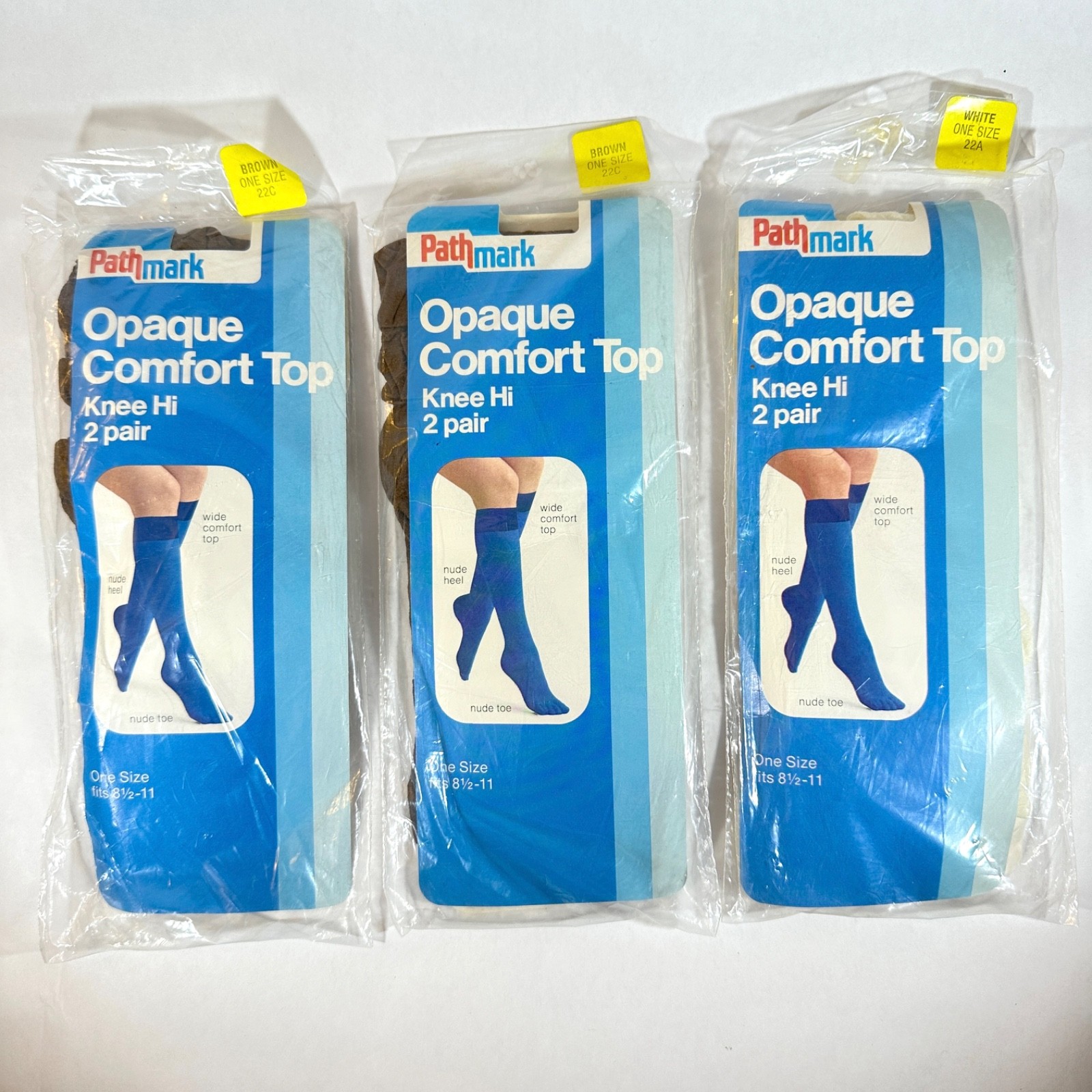 Pathmark Opaque Comfort Top Knee Hi’s – 3 Sealed Packs – Size 8.5-11 – NOS USA