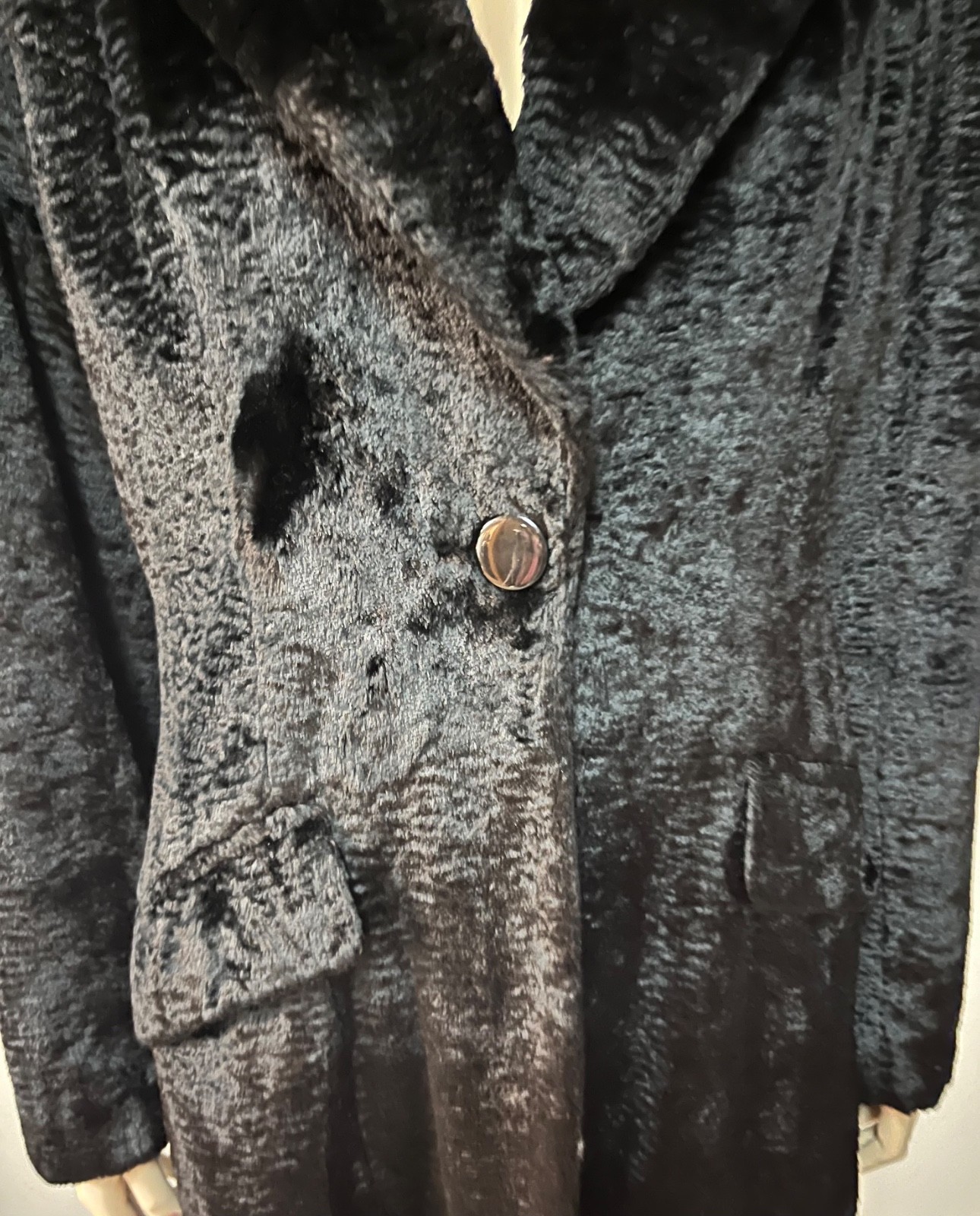 Vintage J Peterman Tour de Force Persian Lamb Velvet Jacket Size 12 Bust 40