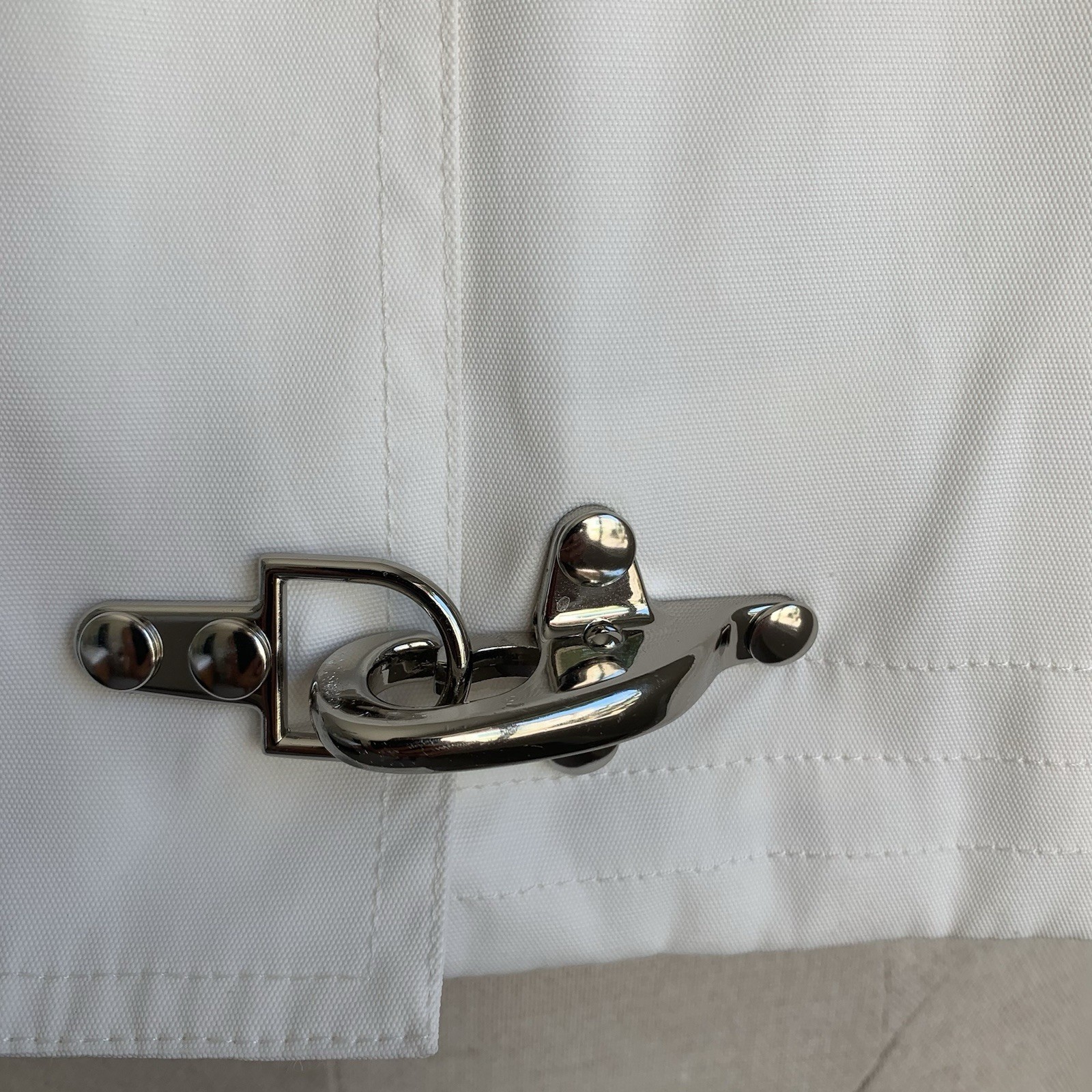 VTG Lauren Ralph Lauren Fireman Jacket M White Nylon Insulated Lobster Clasp Y2K