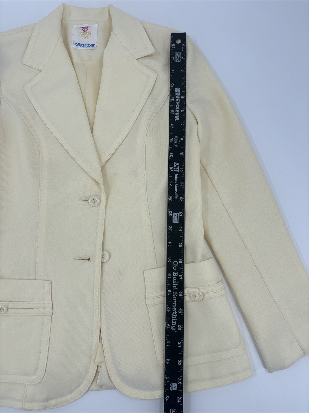 VINTAGE 1970s 70s WOMEN’S YELLOW BLAZER JACKET COLLEGE TOWN – NO TAG