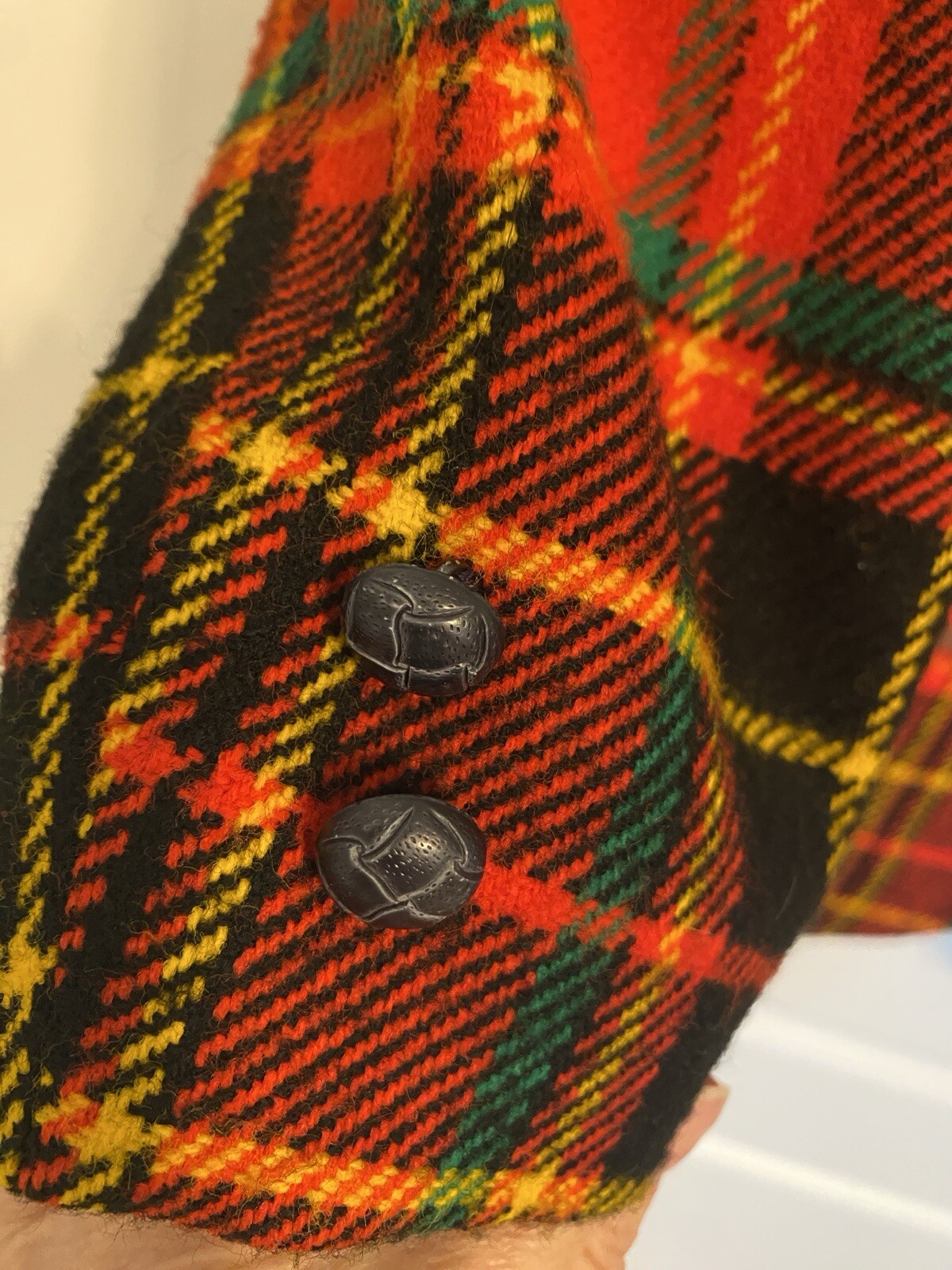 Peerless of Boston VTG Jacket 1970s Plaid 13 14 Retro Red Green Yellow Black