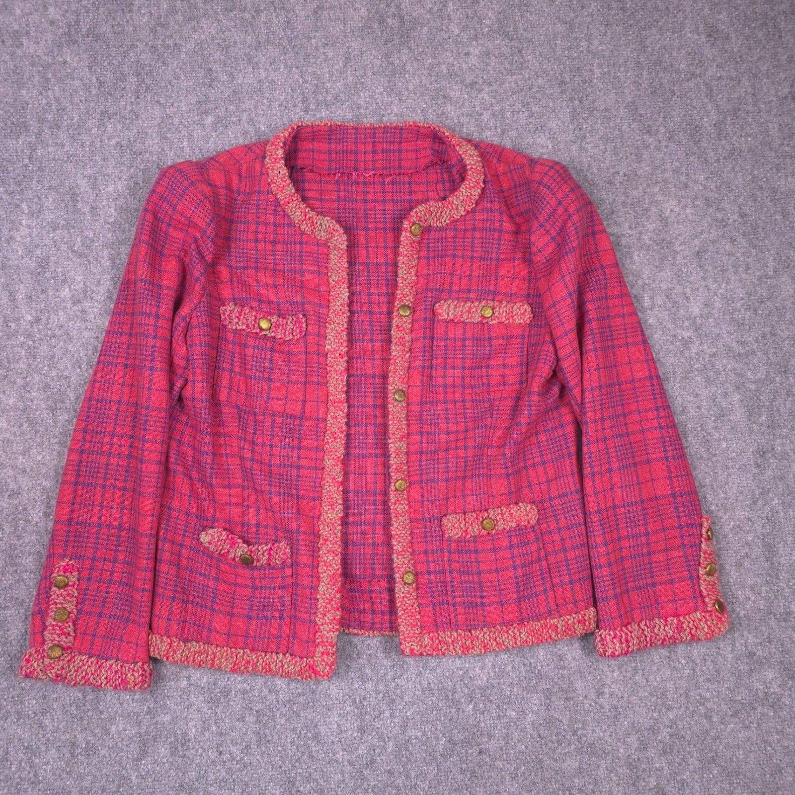 Handmade Plaid Tailored Blazer Women Pink Vintage Academia Clueless Preppy Retro