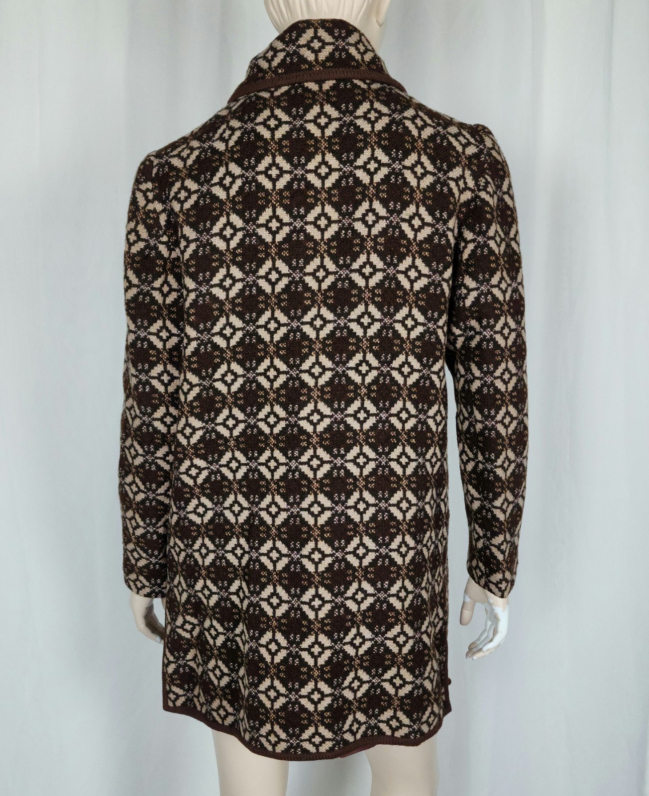 Vtg Welsh Woollens wool tapestry coat SM made in Great Britain Jon Ro
