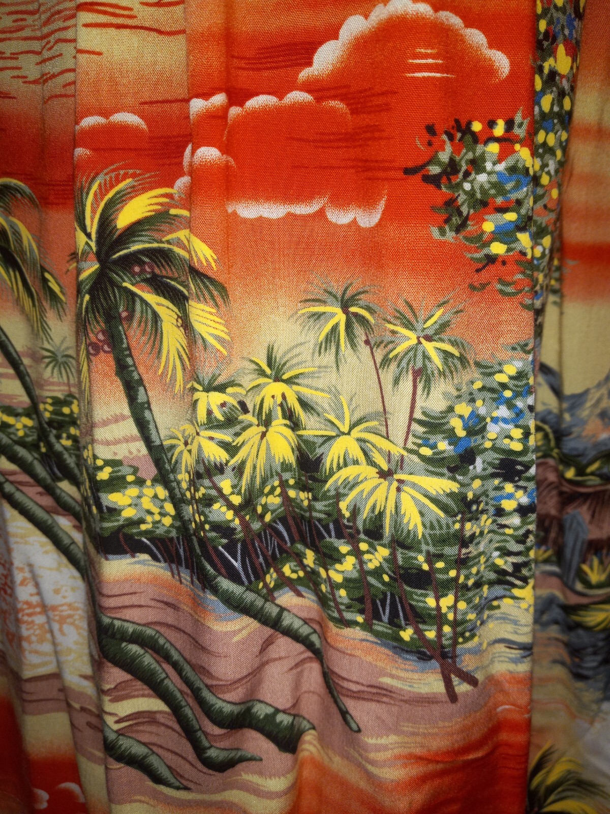 Vintage Puanani Hawaiian Island Orange Rayon Tiki Oasis Maxi Muumuu Dress M