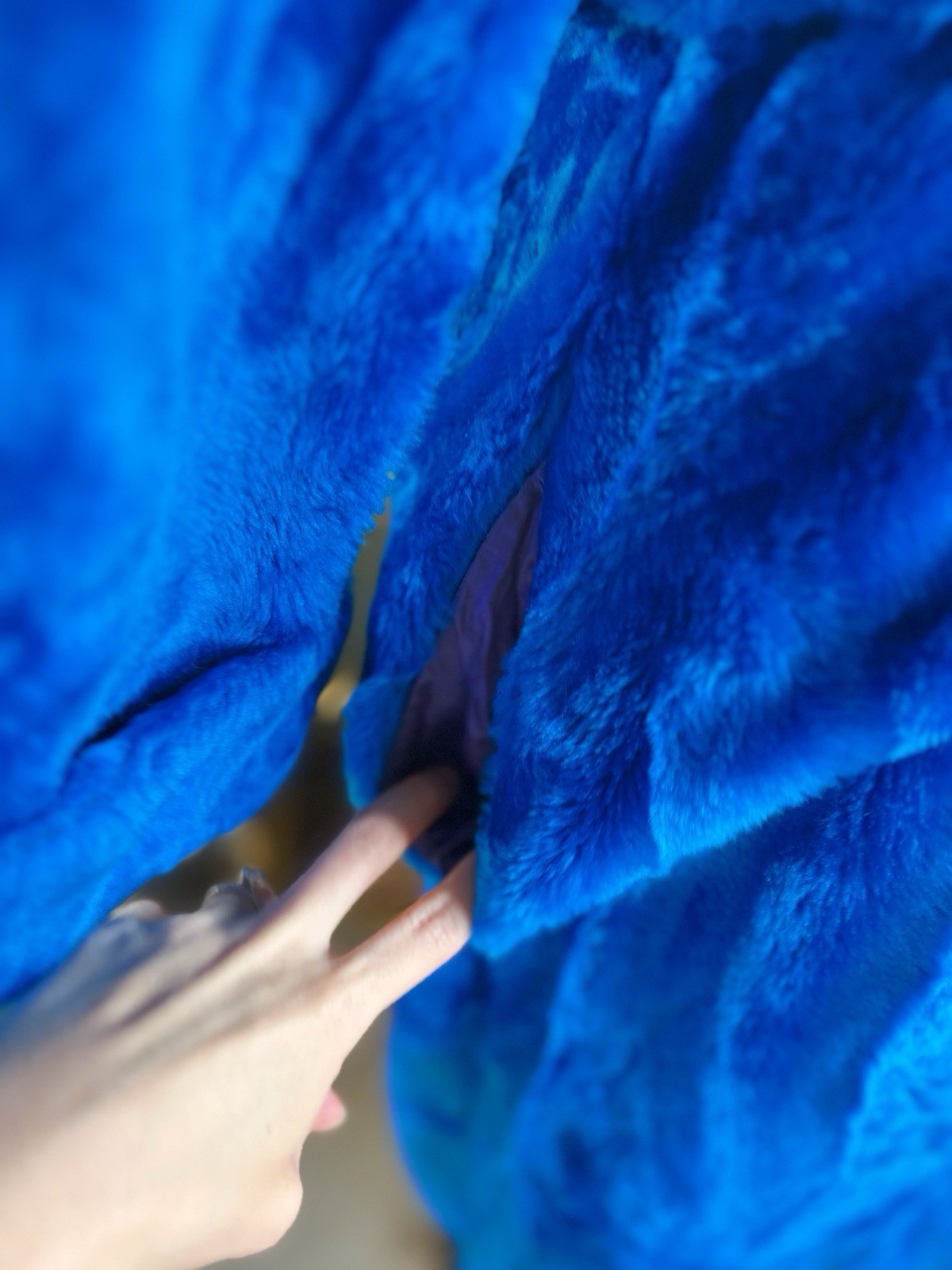 Vintage 1970’s Blue Faux Fur Wrap Robe Mod Gogo Glam