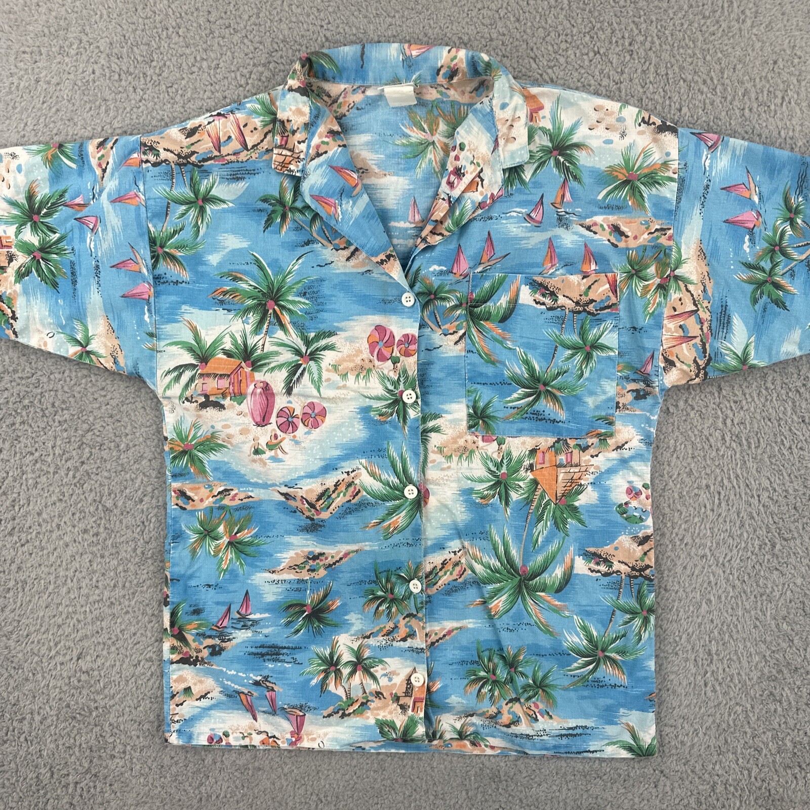 Vintage Palmetto’s 90s Women’s Size S Hawaiian Beach Camp Button Up Shirt EUC