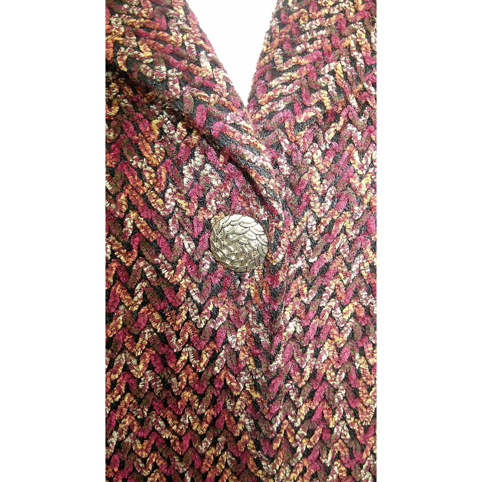 Vintage Serbin Women’s Burgundy Button Front Chenille Blazer Jacket-Size XL