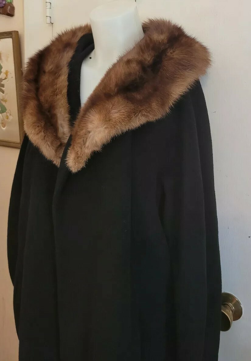 Vintage Montaldo Frank Gallant Fur Collar Coat Size XXL Classic Gallanaire Mod