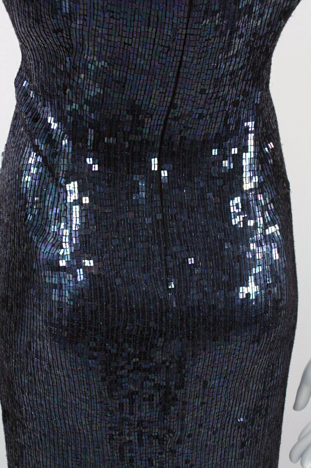 M/L Vintage 90s Mark John Gopal SILK Oil Slick Sequin Party Cocktail Mini Dress