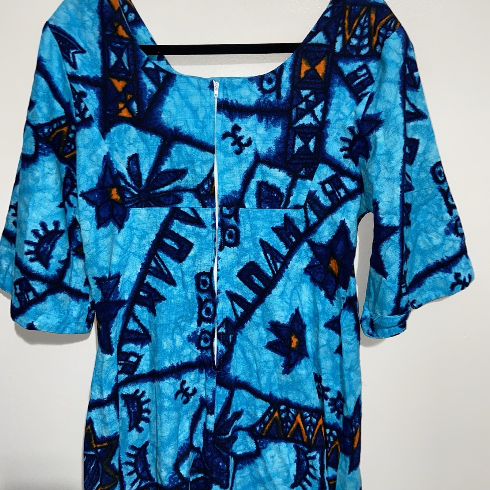 Ui-Maikai Dress Womens Medium Hawaiian Vintage Maxi Thick Barkcloth Tropical