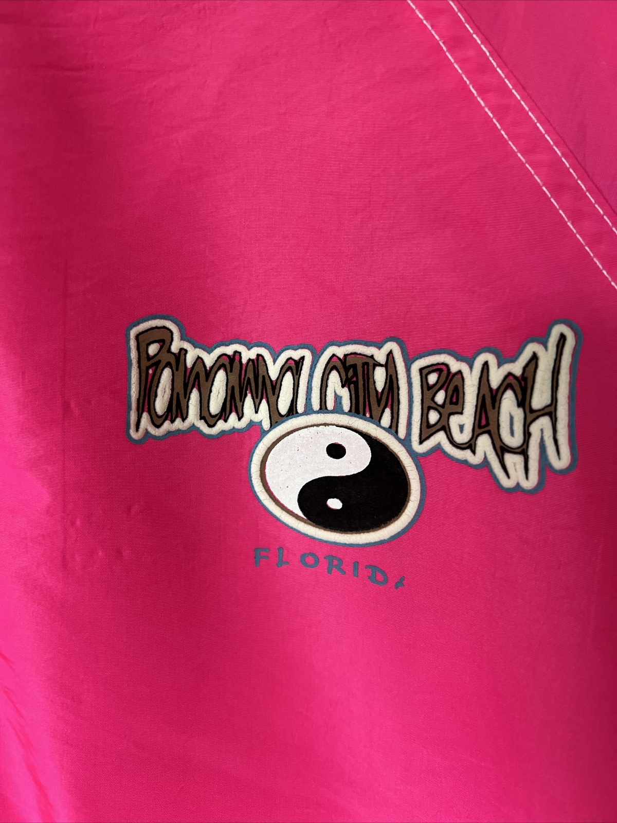 Vintage 90s SURF STYLE Panama City Beach Windbreaker Ying Yang One Size Y2K