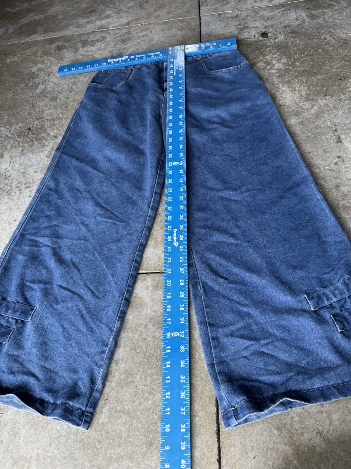 VTG 1990s Kikgirl Wide Leg Pants Sz 9 Blue Raver Skater Y2K Style