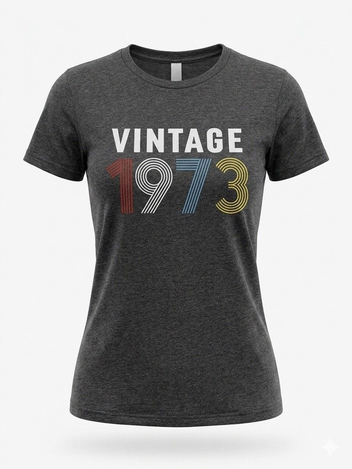 Vintage 1973 Birthday Graphic T-Shirt Women’s Size XL Heather Charcoal Gray Tee