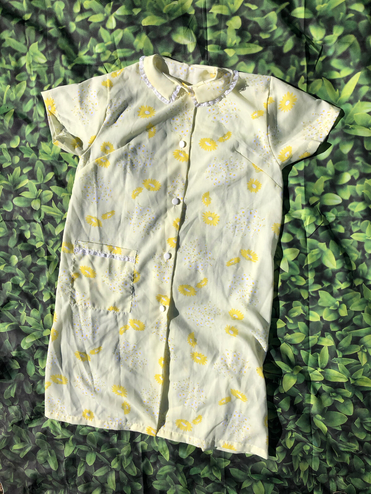 Katz Snap Coat Vintage Yellow Print Mid Length Flowers Size Medium