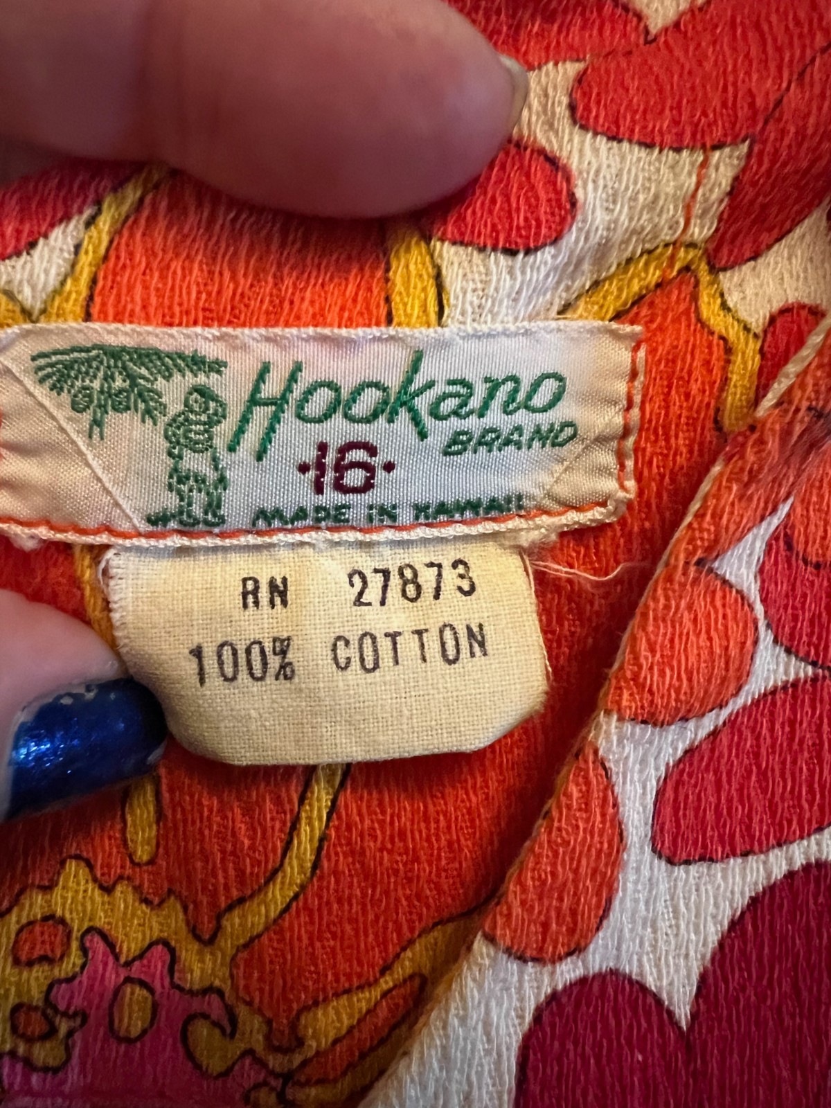 Vintage FLOWER POWER Maxi Long Dress 100% Cotton HOOKANO made in HAWAII GROOVY!