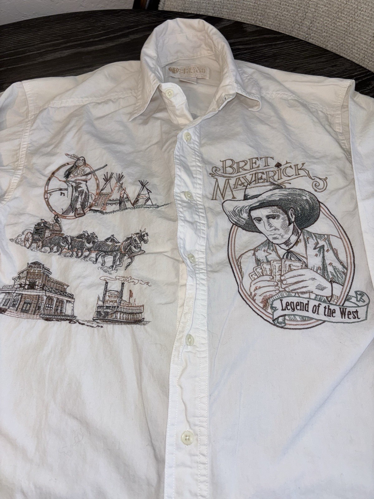 Warner Bros Bret Maverick Vtg 1994 Embroidered Button Up Long Sleeve Shirt XS