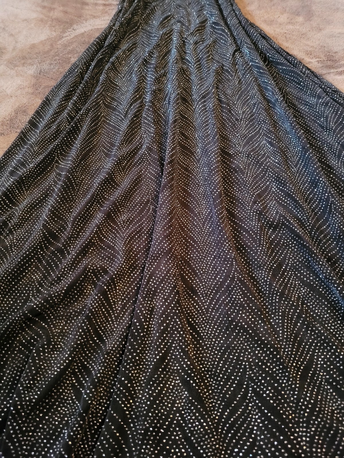 Vintage Marian And Maral Maxi Dress Black Silver Glitter Pattern Y2K 90s Grunge