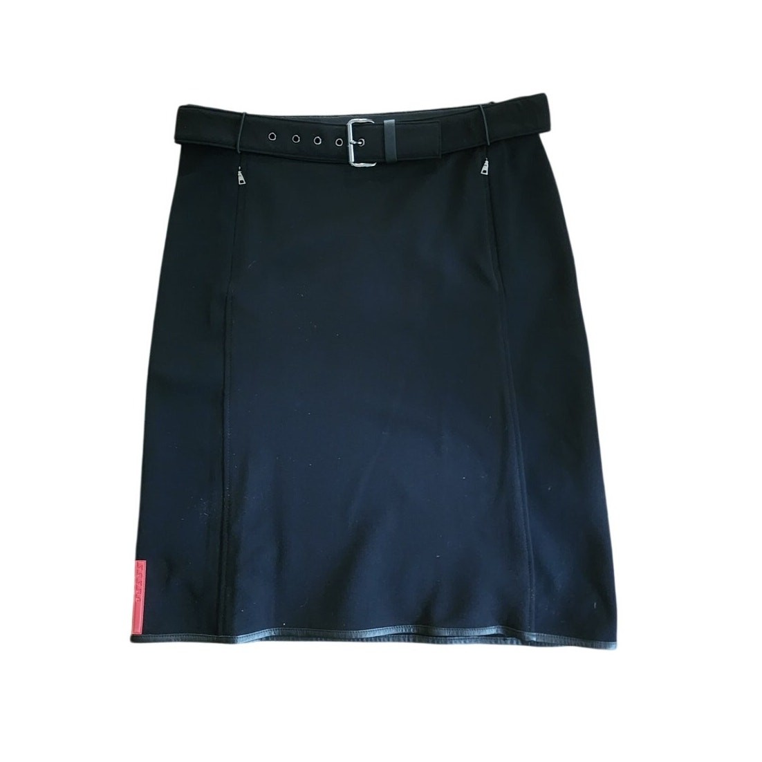 Vintage 1990s Prada Skirt Red Tab Linea Rossa Black A Line