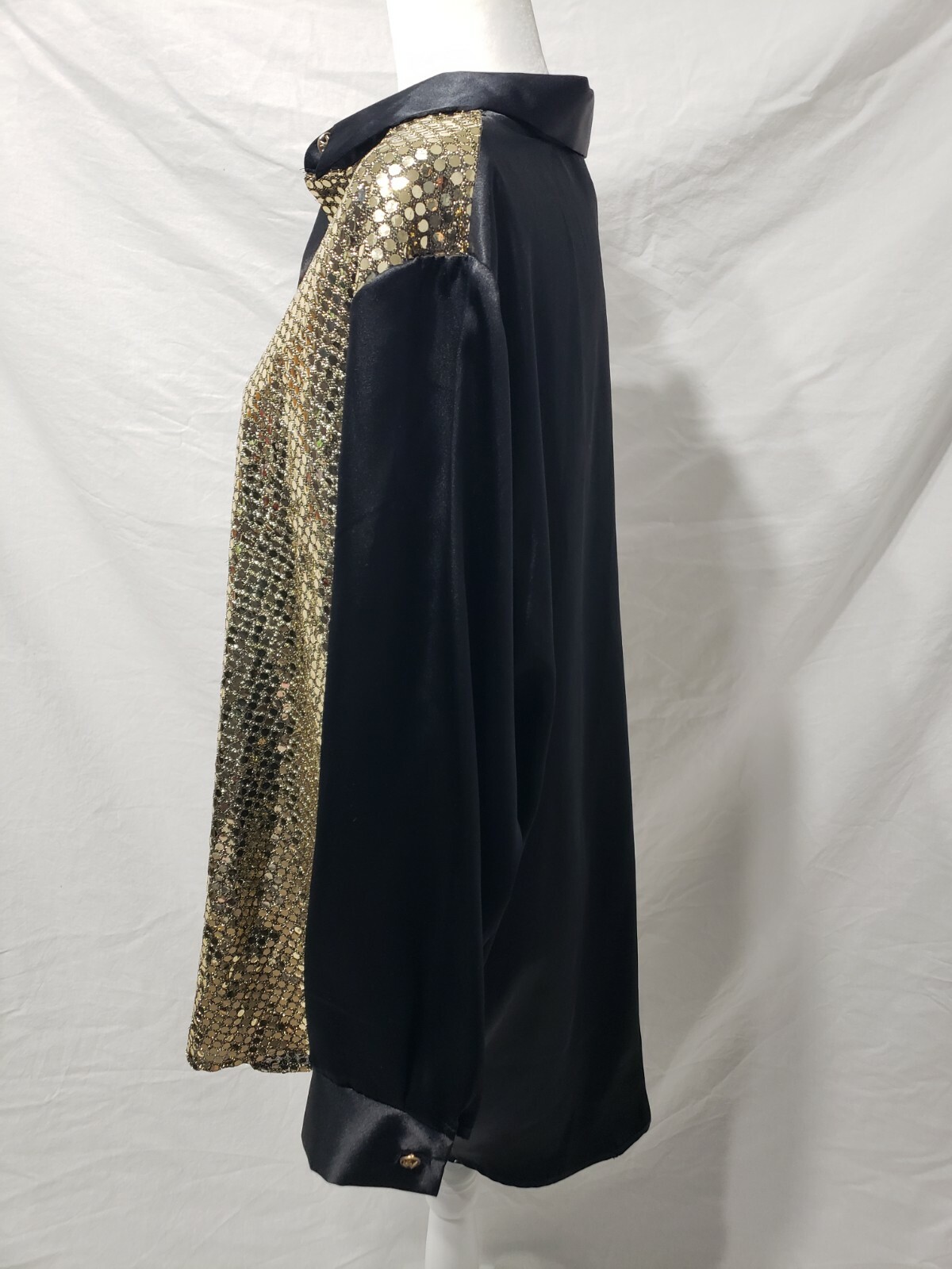 Silver Threads 70’s Mirrored Disco Button Down Tunic Top, Size 1X USA VGC