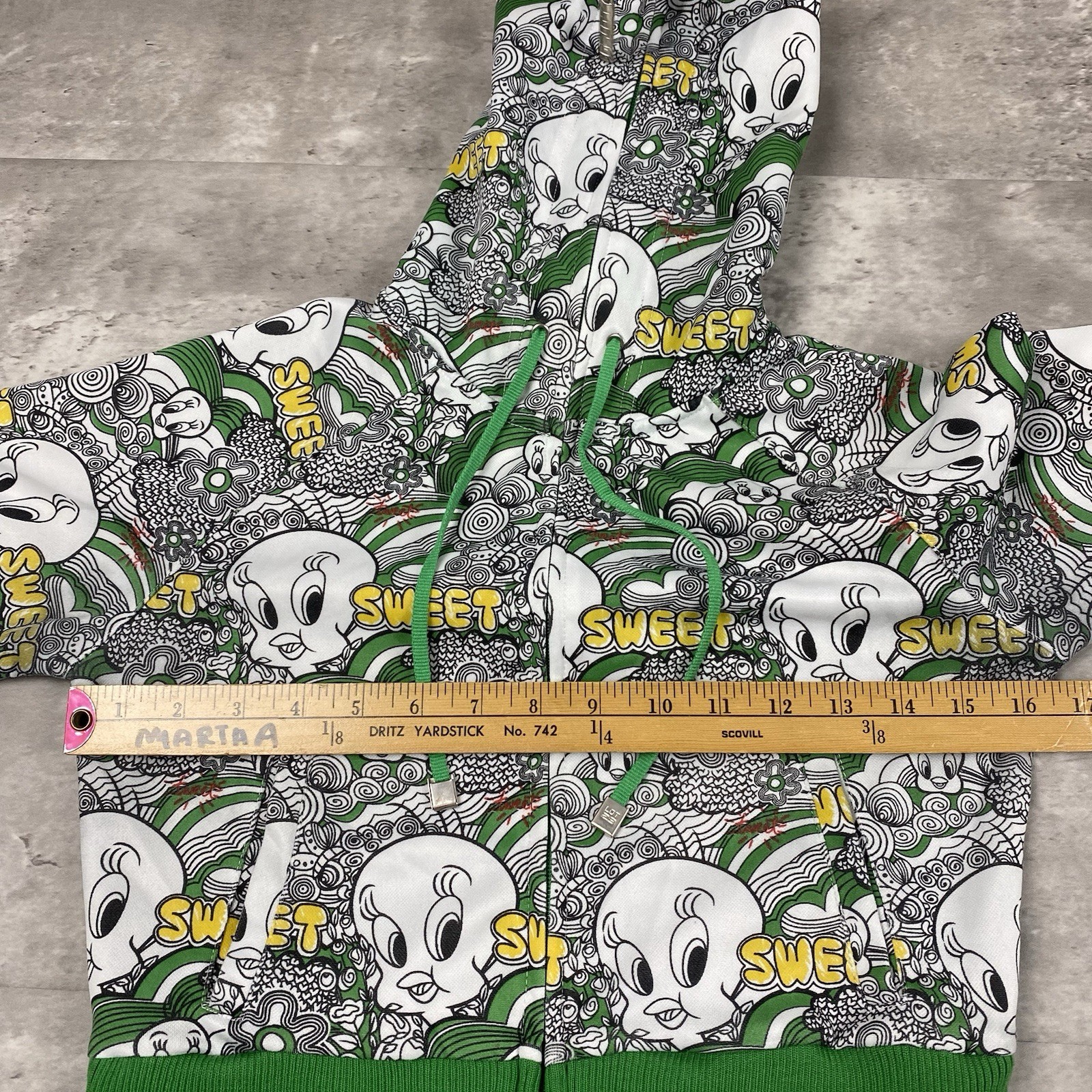 vintage LOT 29 TWEETY BIRD crop zip up hoodie Womens S y2k 2000s Looney Tunes