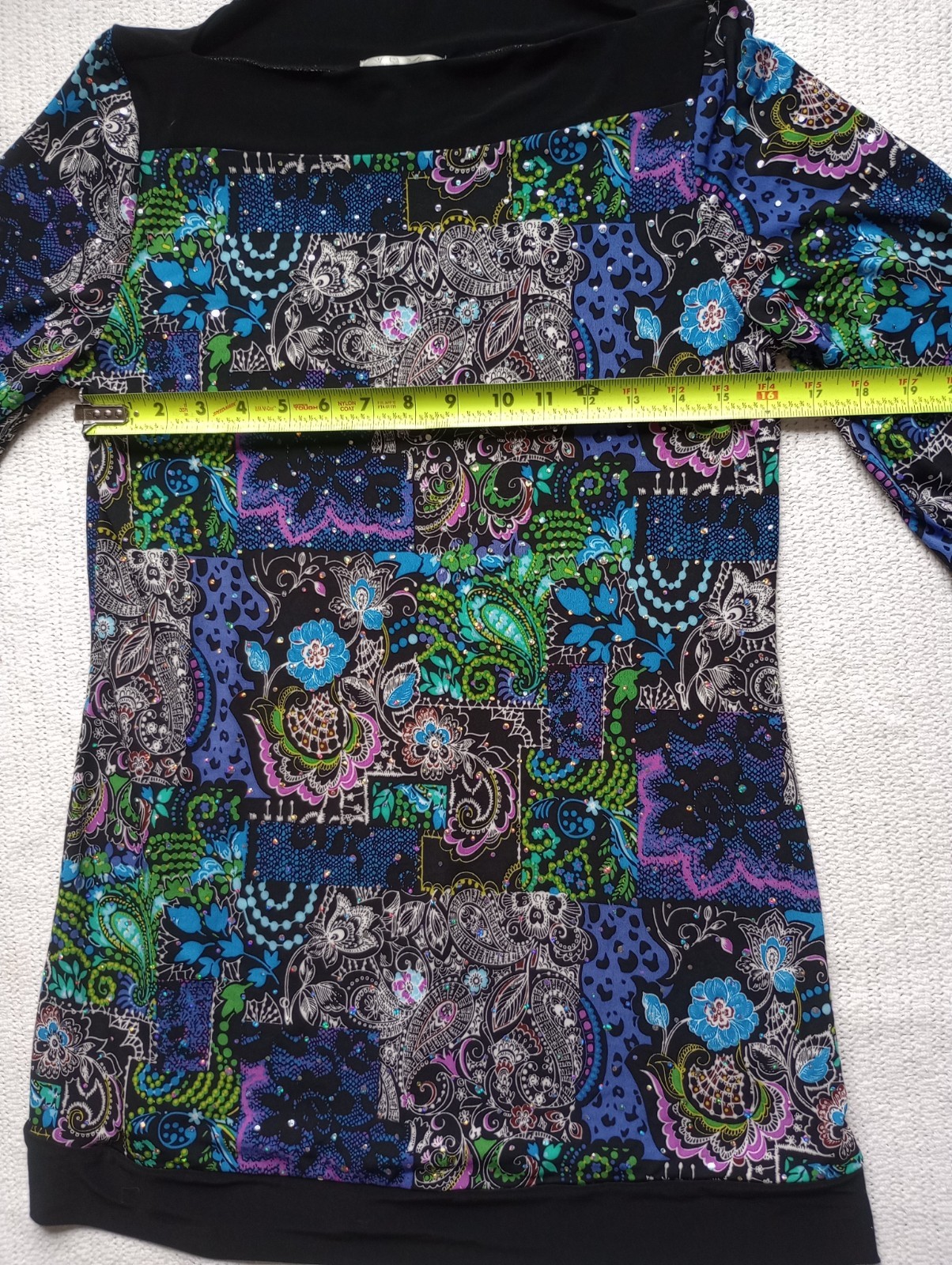 Dress Barn Women’s L Colorful Paisley Sequin Blouse, Vtg