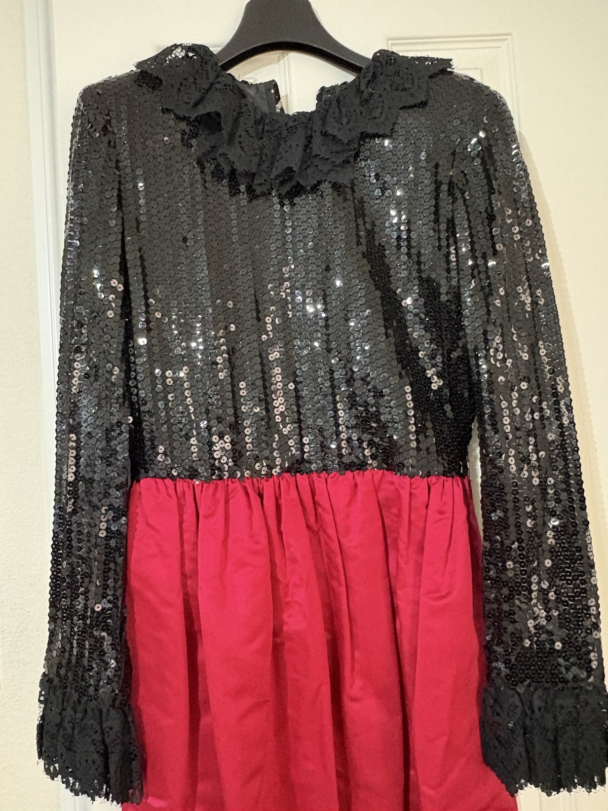 William Pearson Vintage Black Sequin And Red Satin Long Dress Size Small