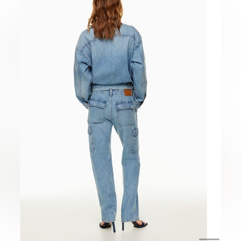 Denim Forum The ’90s Edie Lo-rise Cargo Jean in 7 Yrs Pctr Ths Bleu Size 24 NWOT