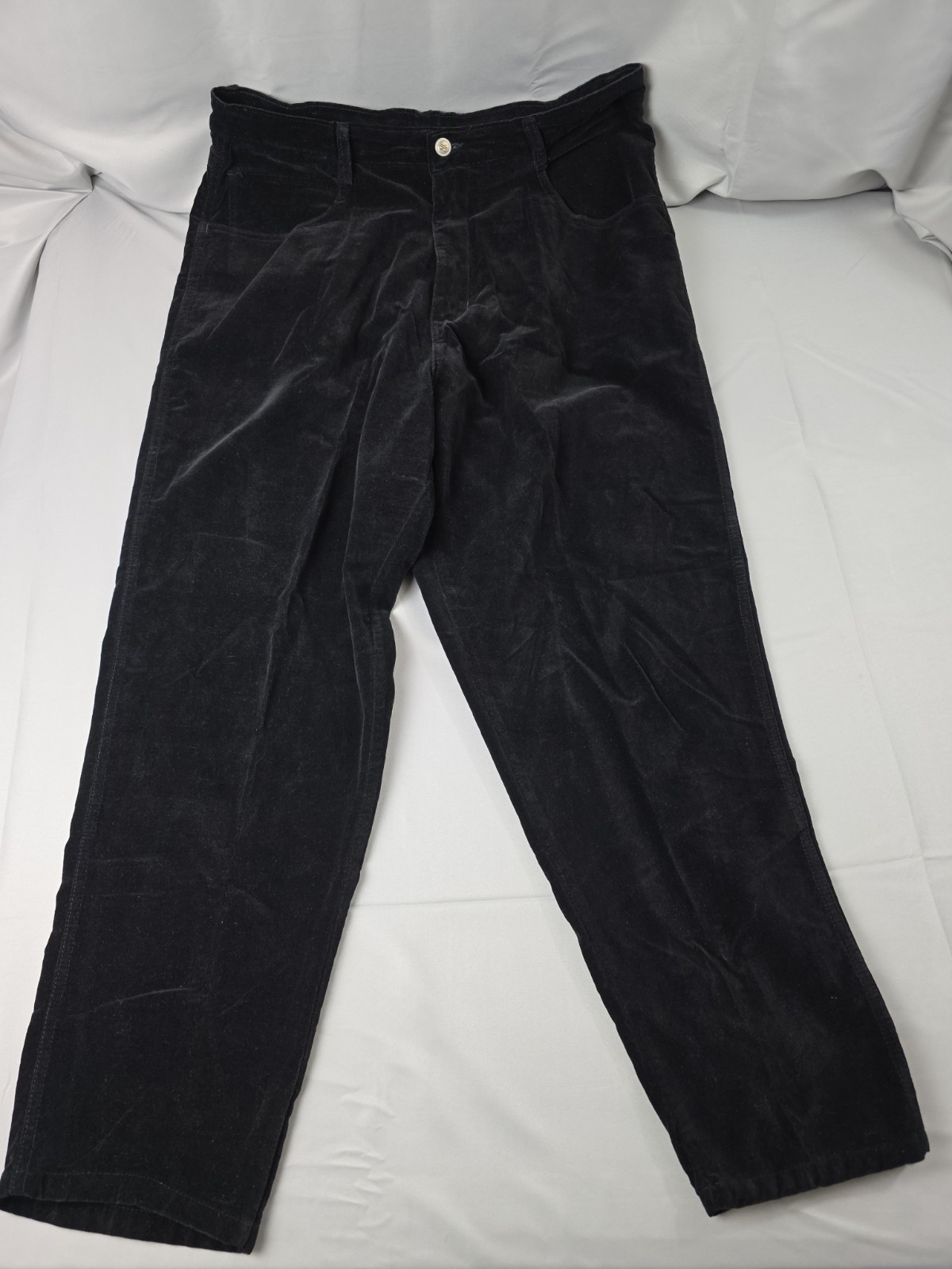 Vintage Bill Blass Pants Women’s Velvet 20W Black Baggy Tappered 35×28 High Rise