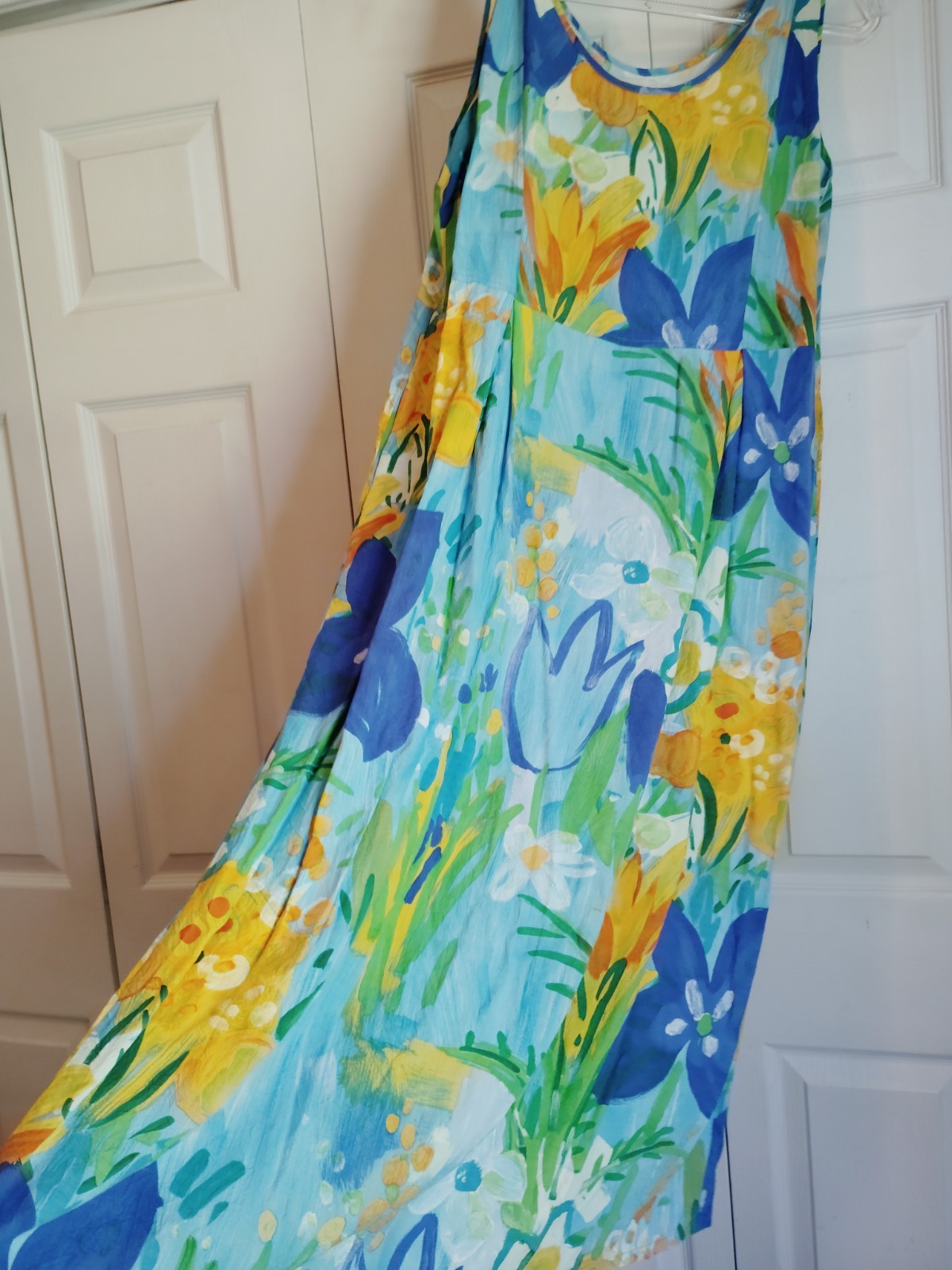 VTG 1990 Jam’s World Dress Maxi Sleeveless Tank Floral Popover WONDERFUL HI L