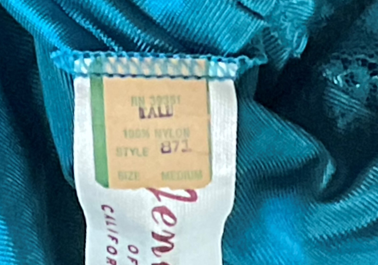 Jade Green Nightgown Jenelle of California Made in the US Size Tall Large (VC43)