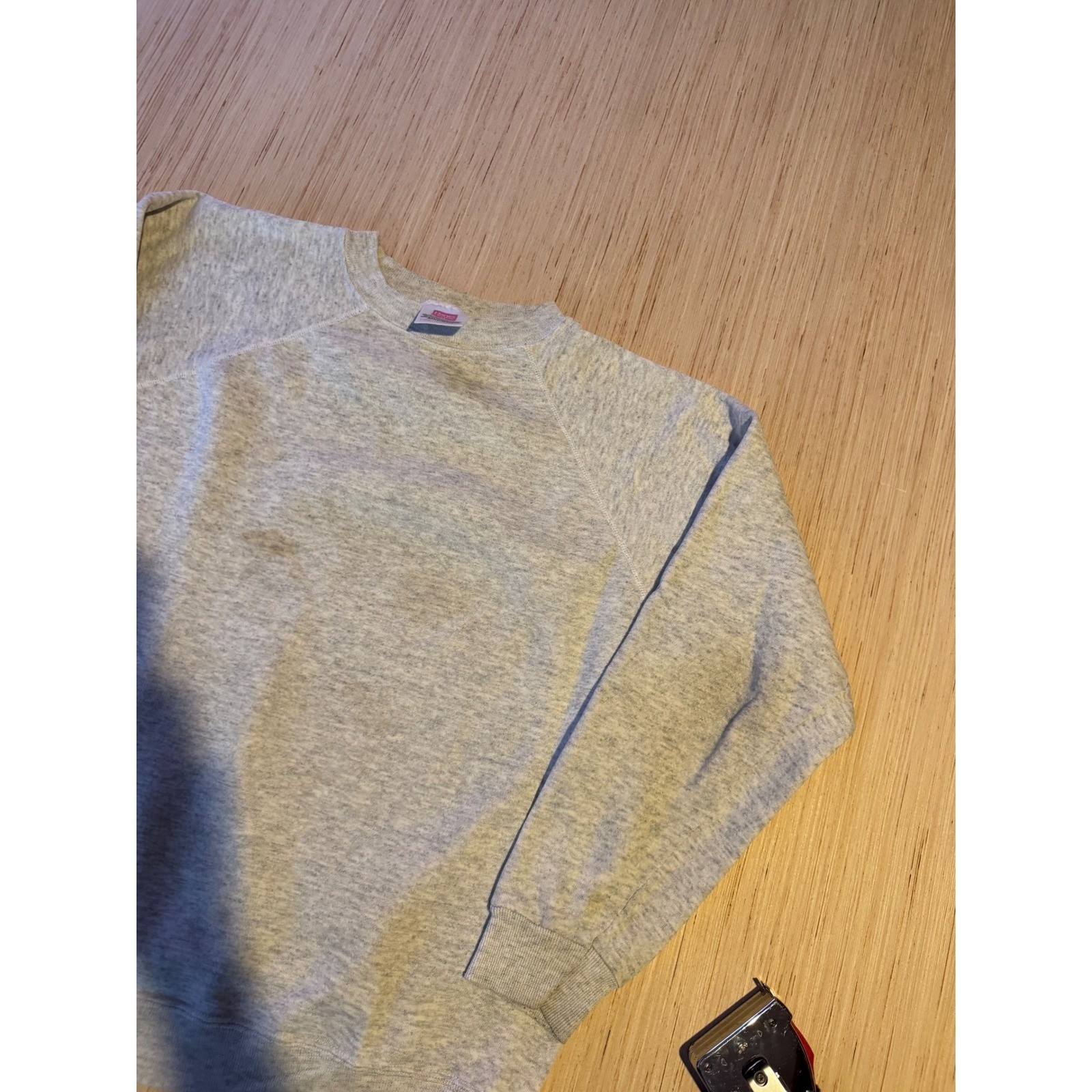 Vintage Hanes Her Way Sweatshirt Womens XL Gray Raglan Pullover Made in USA 38