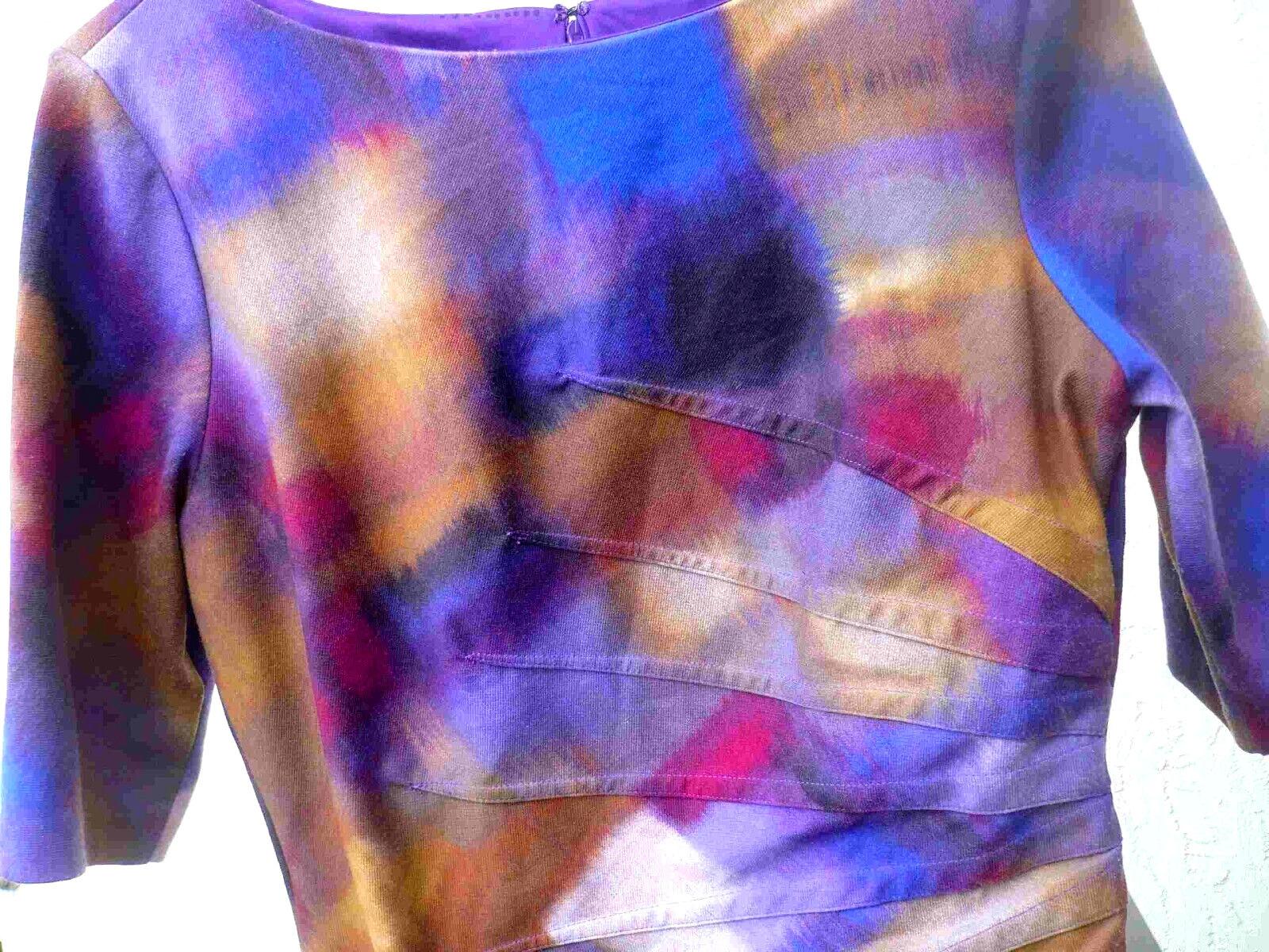 VTG LONDON TIMES S M 10 ARTSY MOD ART SHEATH DRESS HOURGLASS BEAUTIFUL COLORS