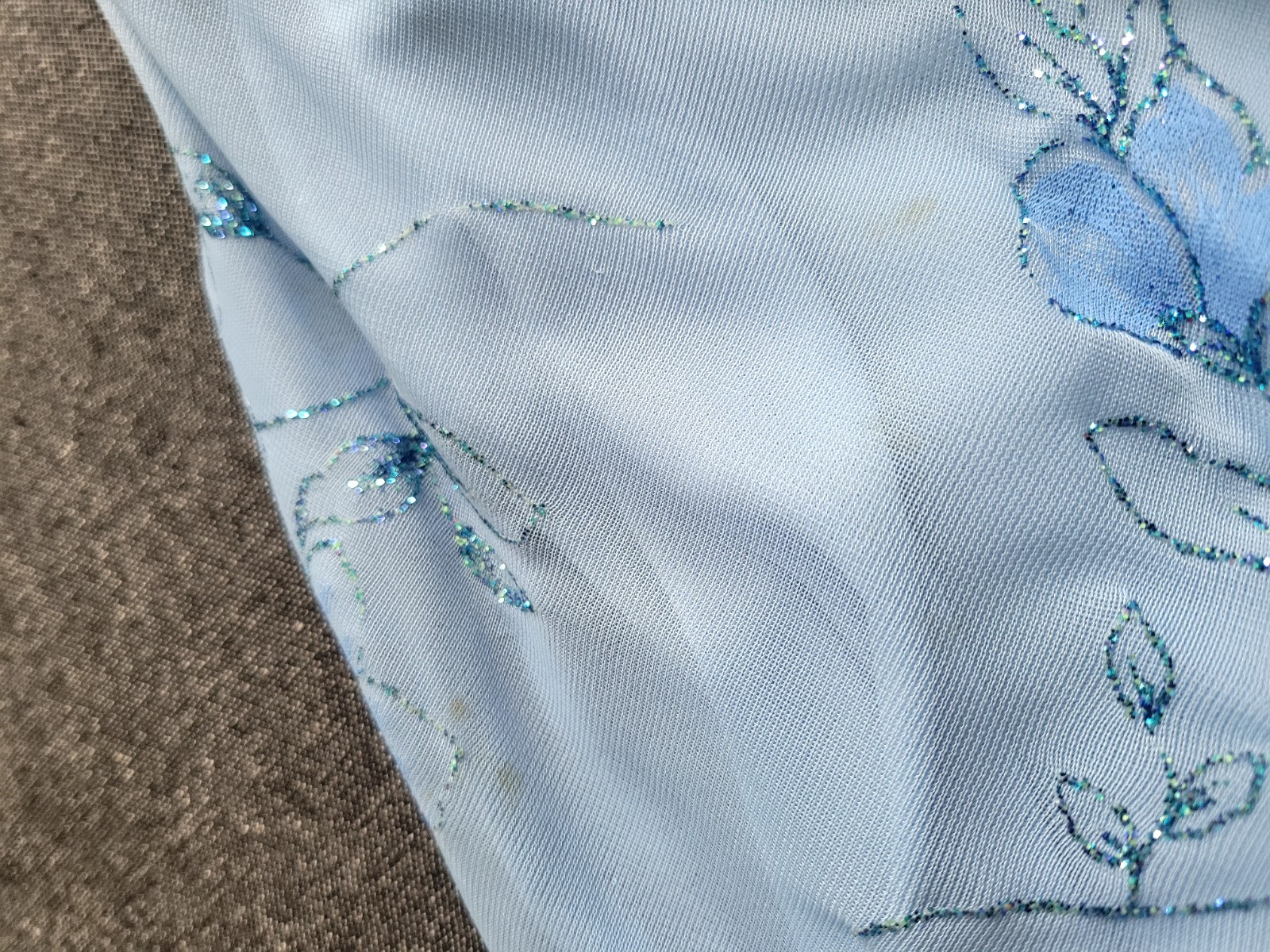Vintage 90s Y2K Taboo Blue Floral Drop Waist Asymmetrical Hem Prom Hoco Size S/M