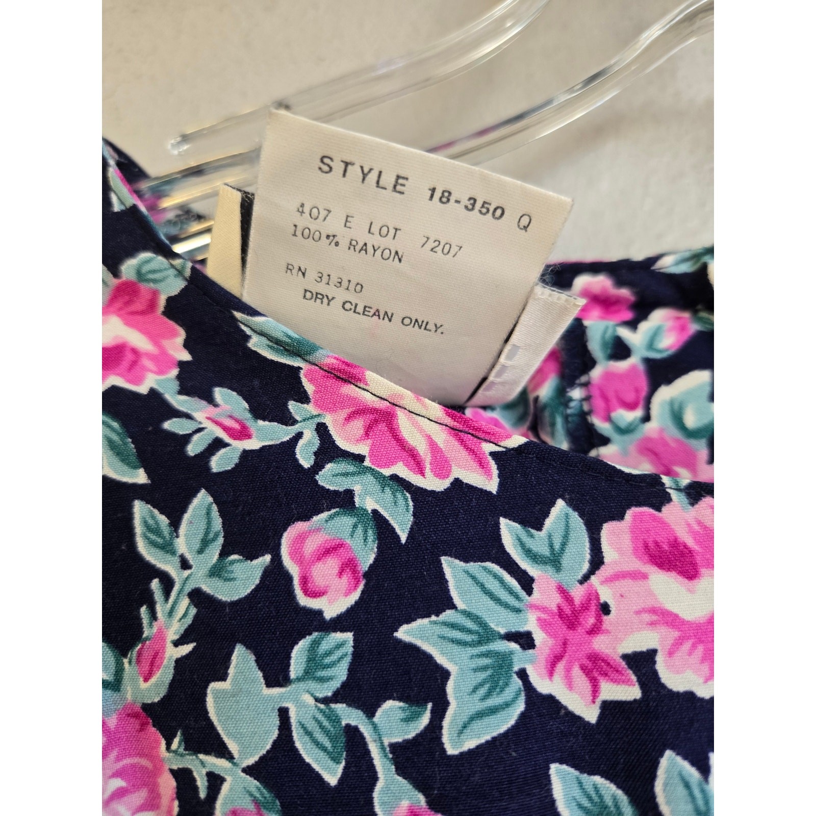 Paquette Too! Floral Vintage 90s Rayon Belted Midi Dress Pink Navy Size 12